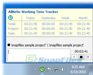 screenshot of AllNetic Working Time Tracker