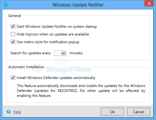 screen capture of Windows Update Notifier