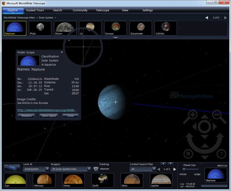 screenshot of WorldWide Telescope