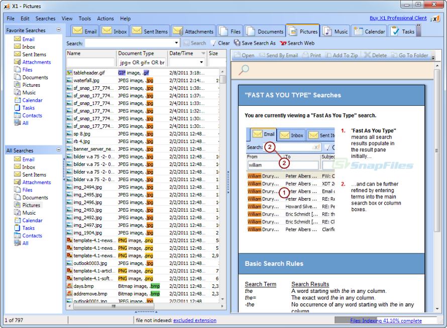 screen capture of X1 Enterprise Client