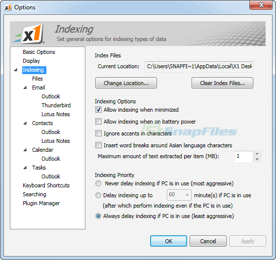 screenshot of X1 Enterprise Client