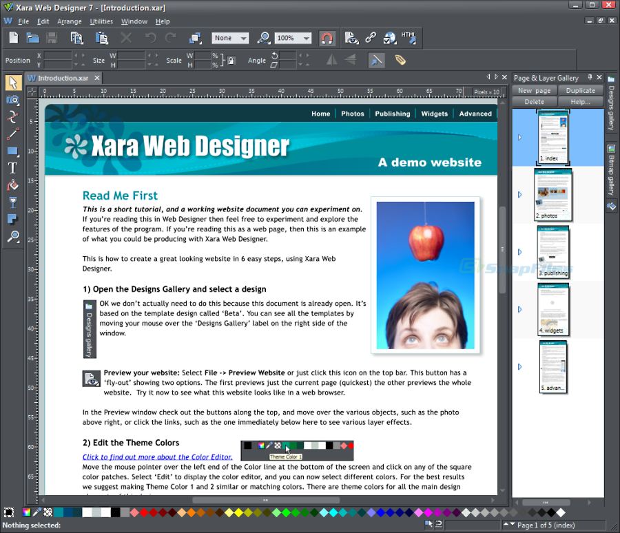 screen capture of Xara Web Designer 365