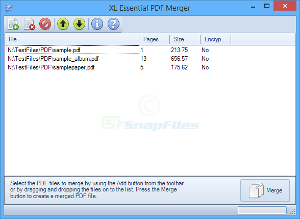 screen capture of XL Essential PDF Merger