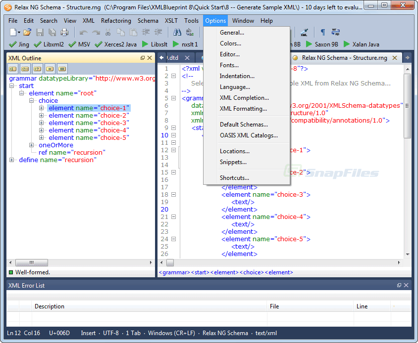 screenshot of XMLBlueprint