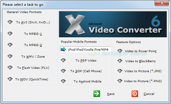 screenshot of Advanced X Video Converter