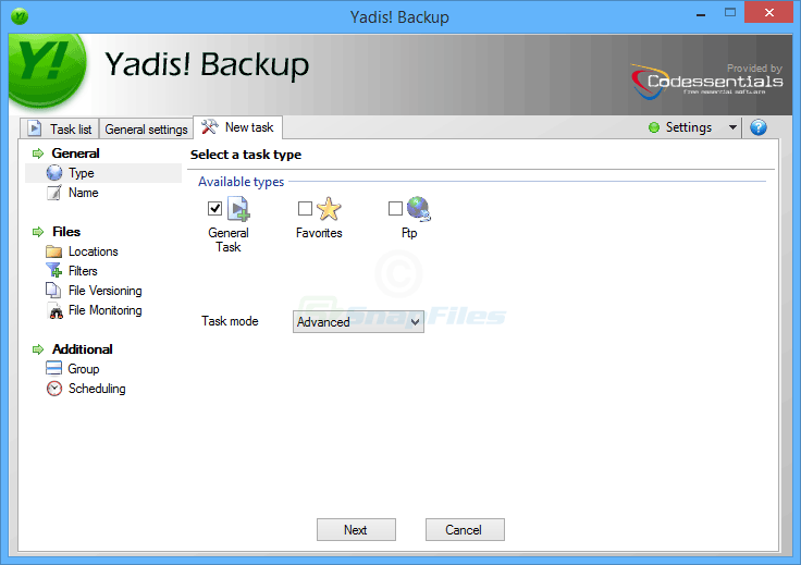 screenshot of Yadis! Backup