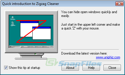 screen capture of ZigZag Cleaner