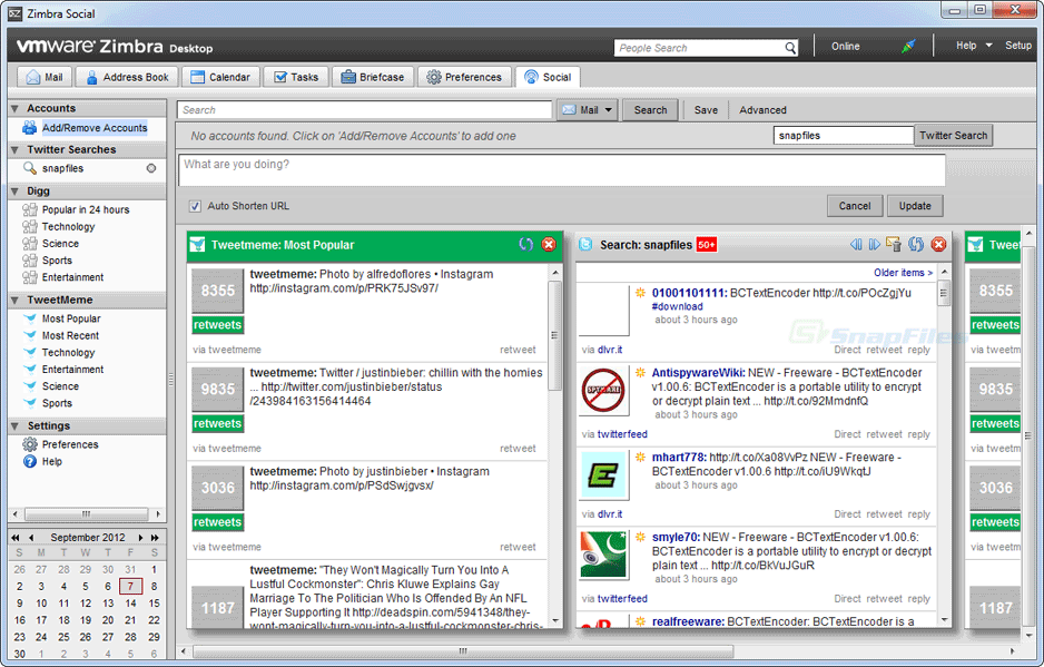 screenshot of Zimbra Desktop